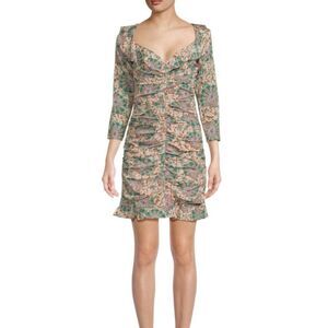 NWT Veronica Beard Lozano print ruched silk blend mini dress Size 2